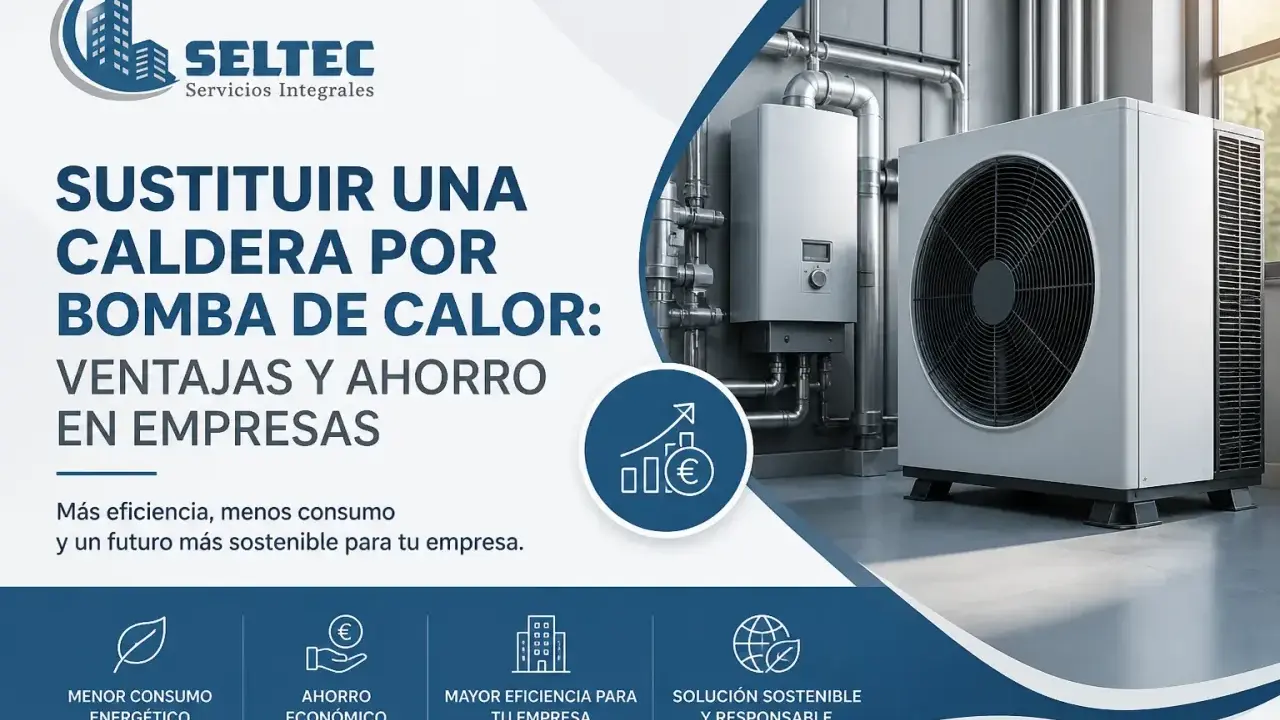 Instalación de una bomba de calor, una alternativa eficiente y sostenible a las calderas tradicionales para empresas.