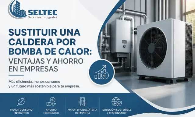 Instalación de una bomba de calor, una alternativa eficiente y sostenible a las calderas tradicionales para empresas.