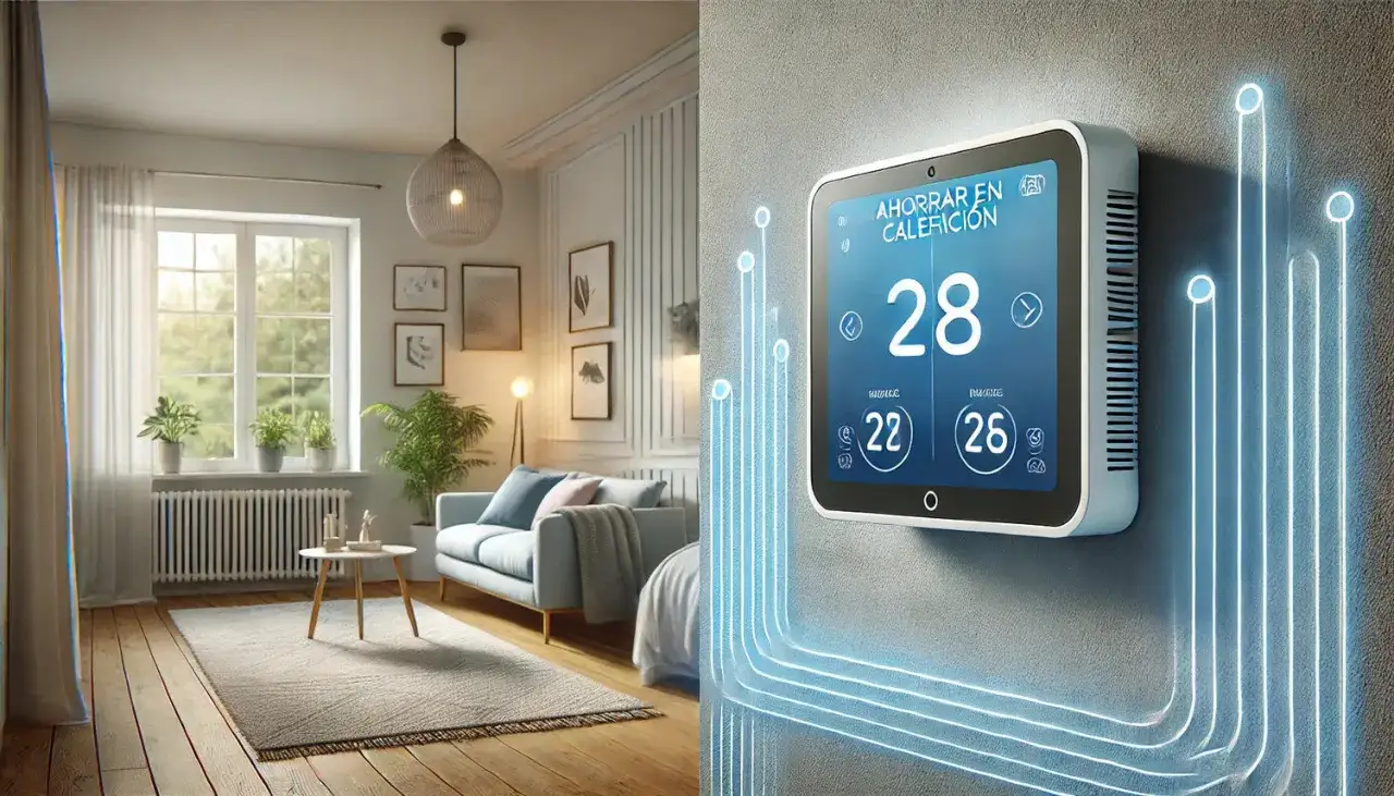 Termostato inteligente muestra 28°C, ideal para mantener la temperatura ideal en casa en invierno y ahorrar en calefacción.